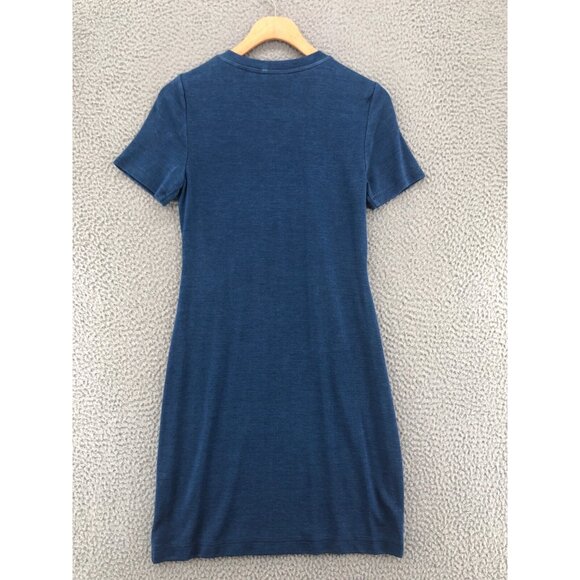 Elie Tahari Dress Womens Extra Small Blue Tshirt Mini Twist Neck Short Sleeve - Picture 3 of 9